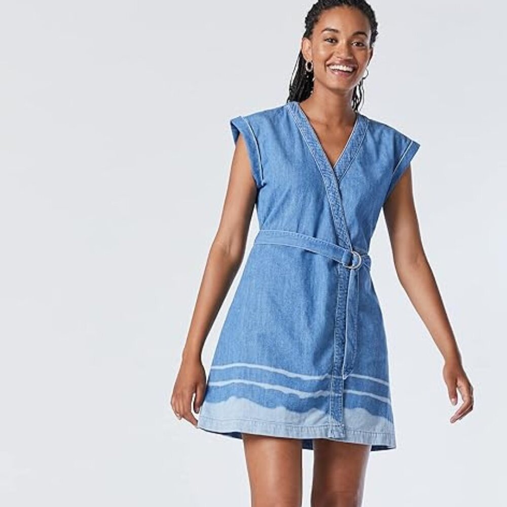 NWT Mavi Women's Carrie Wrap Denim Dress- Size Small